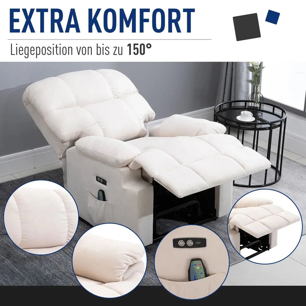 RehaComfort Aufstehsessel Alviero mit Massage und Wärme RehaComfort
