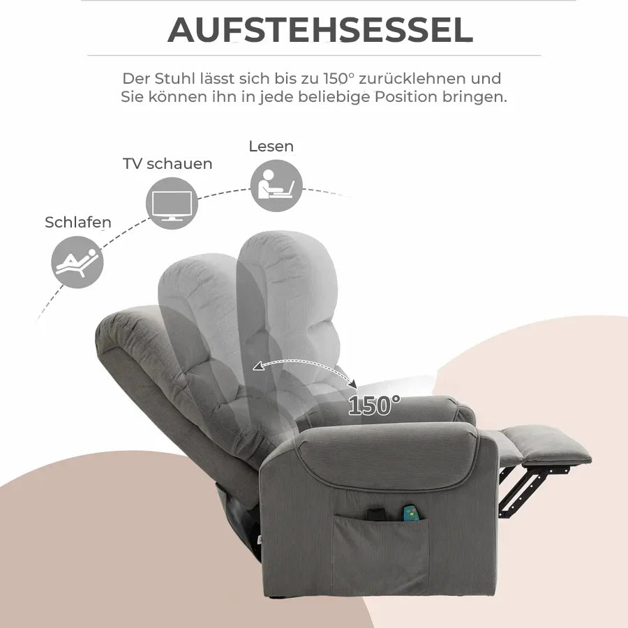 Seniorensessel elektrisch verstellbar | Lirento | mit Massage und Wärme | RehaComfort RehaComfort