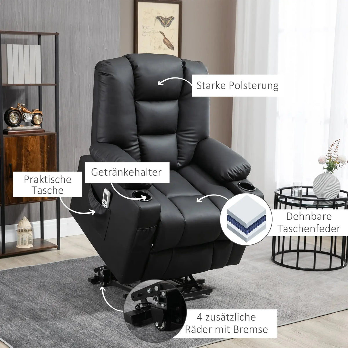 RehaComfort Aufstehsessel Ravello Deluxe mit Massage RehaComfort