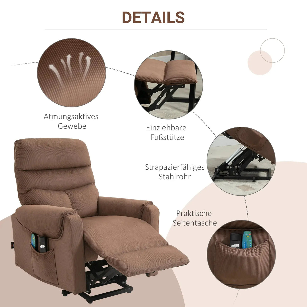 RehaComfort Aufstehsessel Bellano mit Massage und Wärme RehaComfort